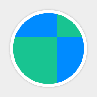 Two Colored Off Centered Square Pattern - Blue and Green - Abstract and Minimal Throw Magnet
